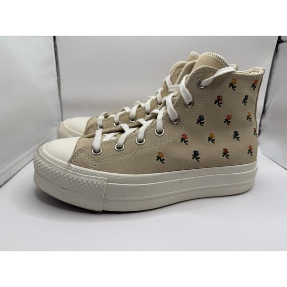 Converse All Star Lift Platform High Embroidered Roses Size 8.5 Shoes Hi Top - Picture 5 of 14
